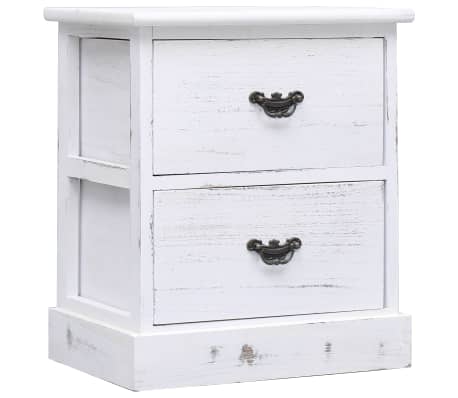 vidaXL Noptiere, 2 buc., alb, 38 x 28 x 45 cm, lemn de paulownia