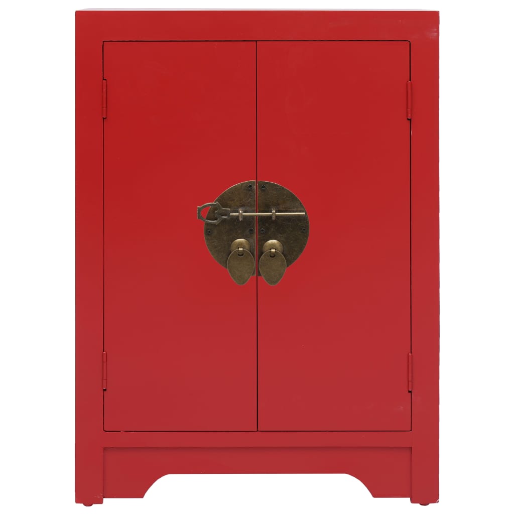 vidaXL Noptieră, roșu, 38 x 28 x 52 cm, lemn de paulownia