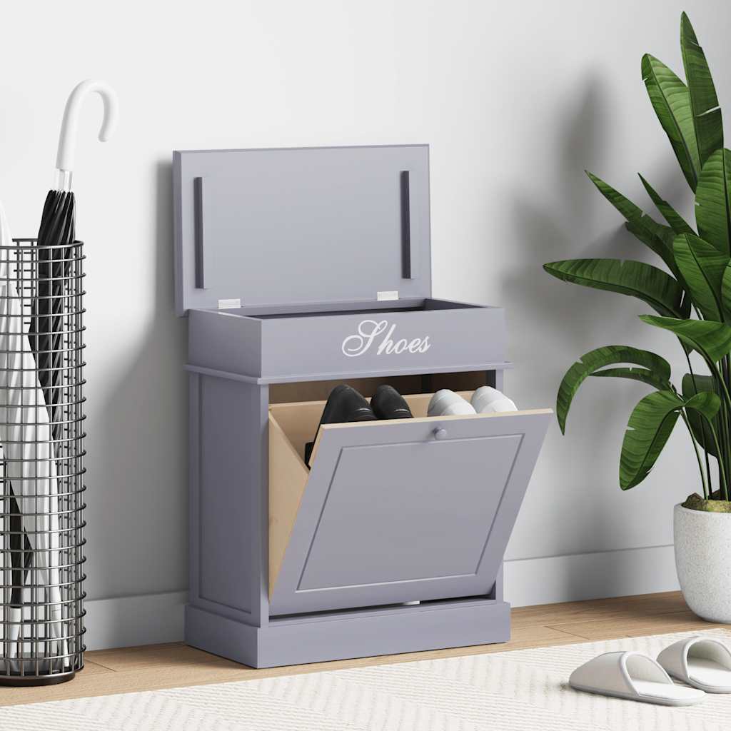 vidaXL Schuhschrank Grau 50 x 28 x 58 cm Paulownia Holz