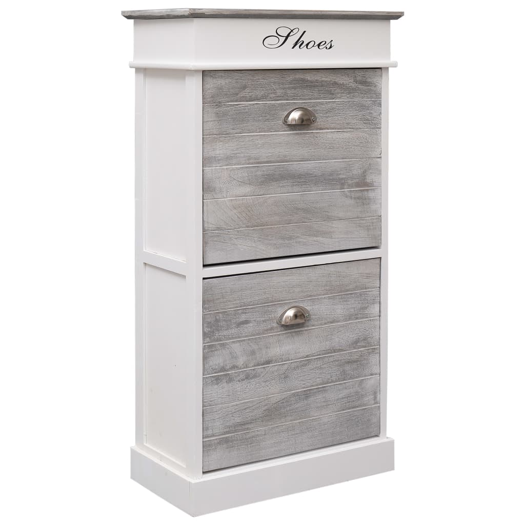 

vidaXL Shoe Cabinet Gray 19.7"x11"x38.6" Paulownia Wood