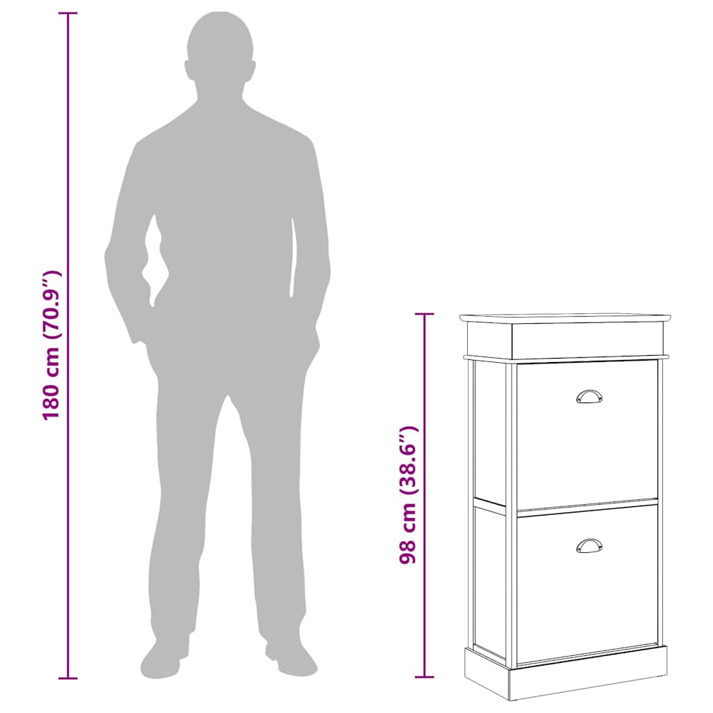 Omarica za čevlje siva 50x28x98 cm les pavlovnije - slika 11
