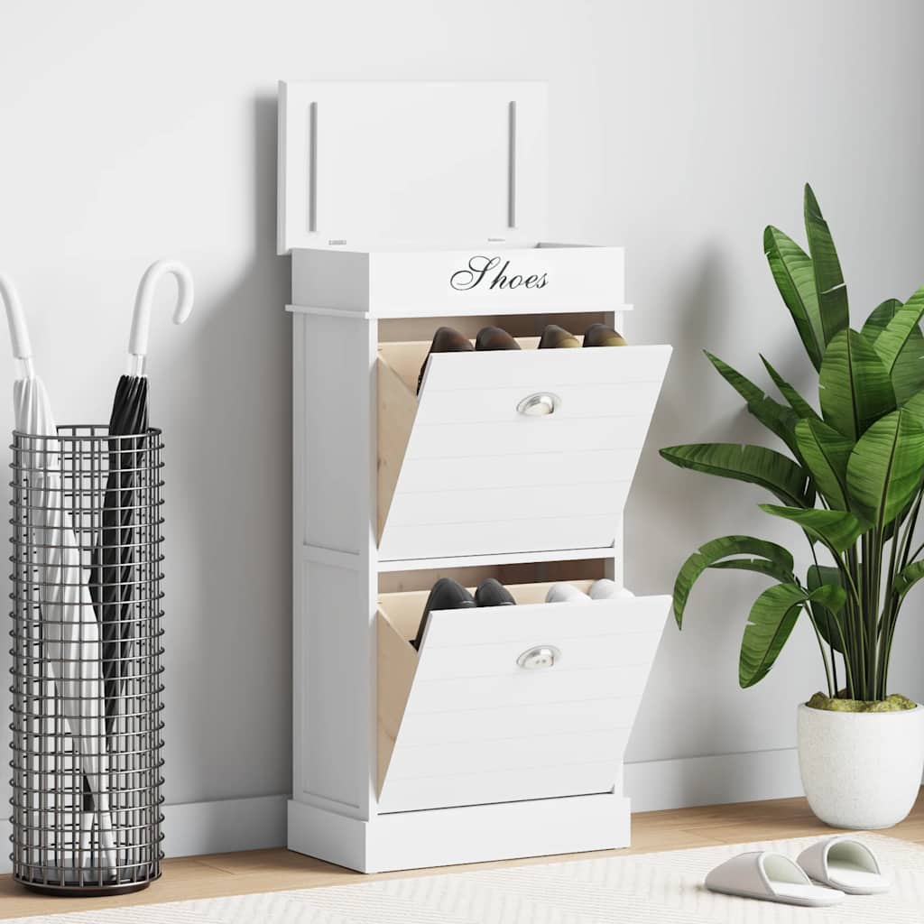 Schoenenkast 50x28x98 cm paulowniahout wit