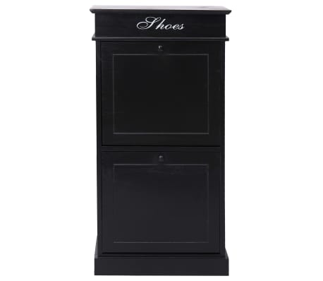 vidaXL シューズキャビネット ブラック 50x28x98cm 桐材