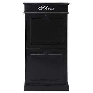 vidaXL シューズキャビネット ブラック 50x28x98cm 桐材