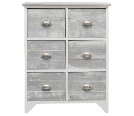 vidaXL Side Cabinet with 6 Drawers Grey 60x30x75 cm Paulownia Wood