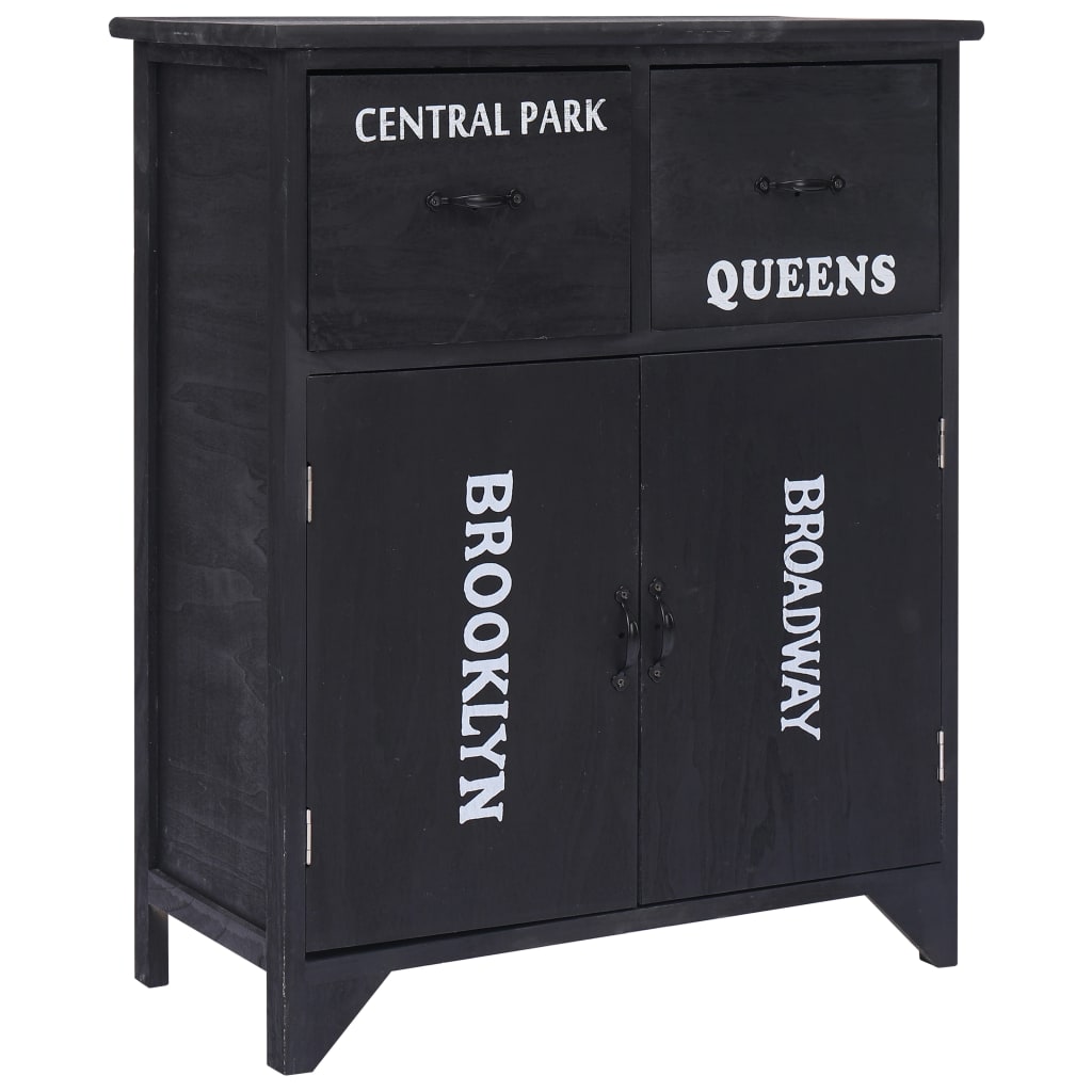 Armoire latérale Noir 60x30x75 cm Bois de Paulownia