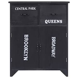 vidaXL Šoninė spintelė, juoda, 60x30x75cm, paulovnijos mediena