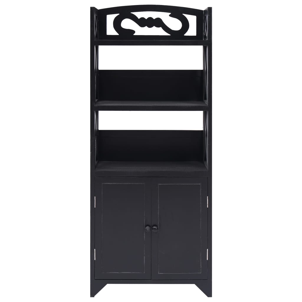 vidaXL Bathroom Cabinet Black 46x24x116 cm Paulownia Wood