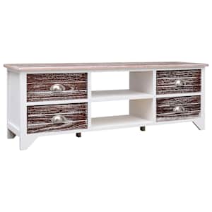 TV skříňka bílá a hnědá 115 x 30 x 40 cm dřevo pavlovnie
