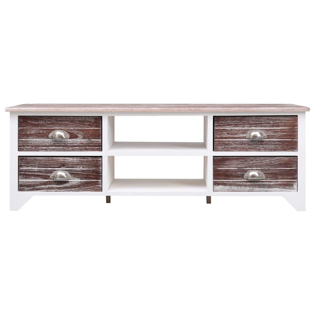 vidaXL Mueble para TV madera paulownia blanco y marrón 115x30x40 cm