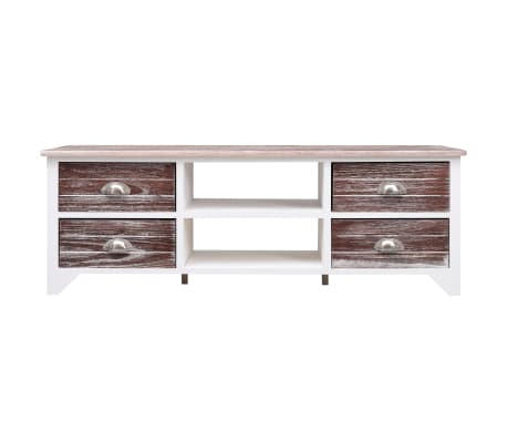 vidaXL Mueble para TV madera paulownia blanco y marrón 115x30x40 cm