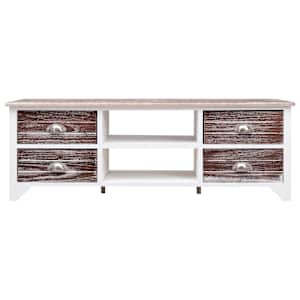 TV skříňka bílá a hnědá 115 x 30 x 40 cm dřevo pavlovnie - obrázek 2