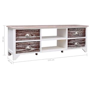 TV skříňka bílá a hnědá 115 x 30 x 40 cm dřevo pavlovnie - obrázek 8