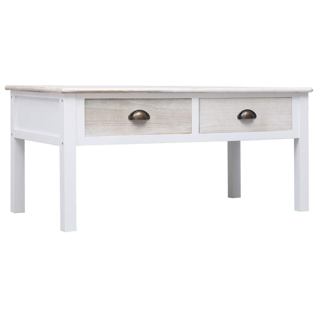 vidaXL Coffee Table White and Natural 100x50x45 cm Wood