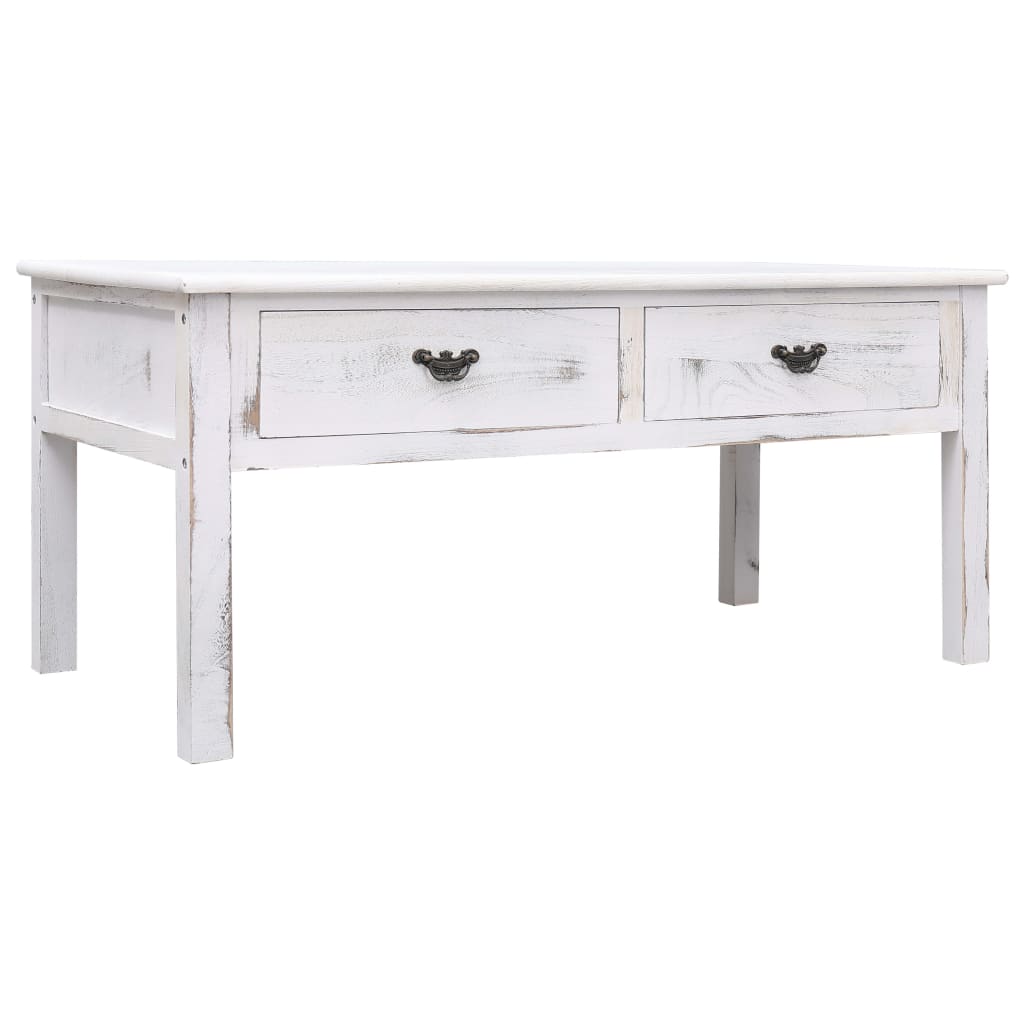 vidaXL Table basse Antique Blanc 100 x 50 x 45 cm Bois