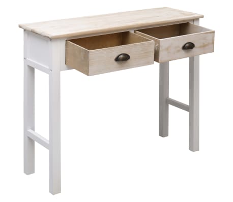 vidaXL Table console Blanc et naturel 90 x 30 x 77 cm Bois