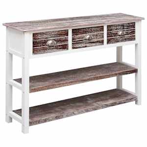 Příborník hnědý s patinou 115 x 30 x 76 cm dřevo