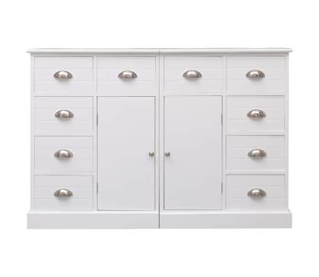vidaXL Credenza con 10 Cassetti Bianca 113x30x79 cm in Legno
