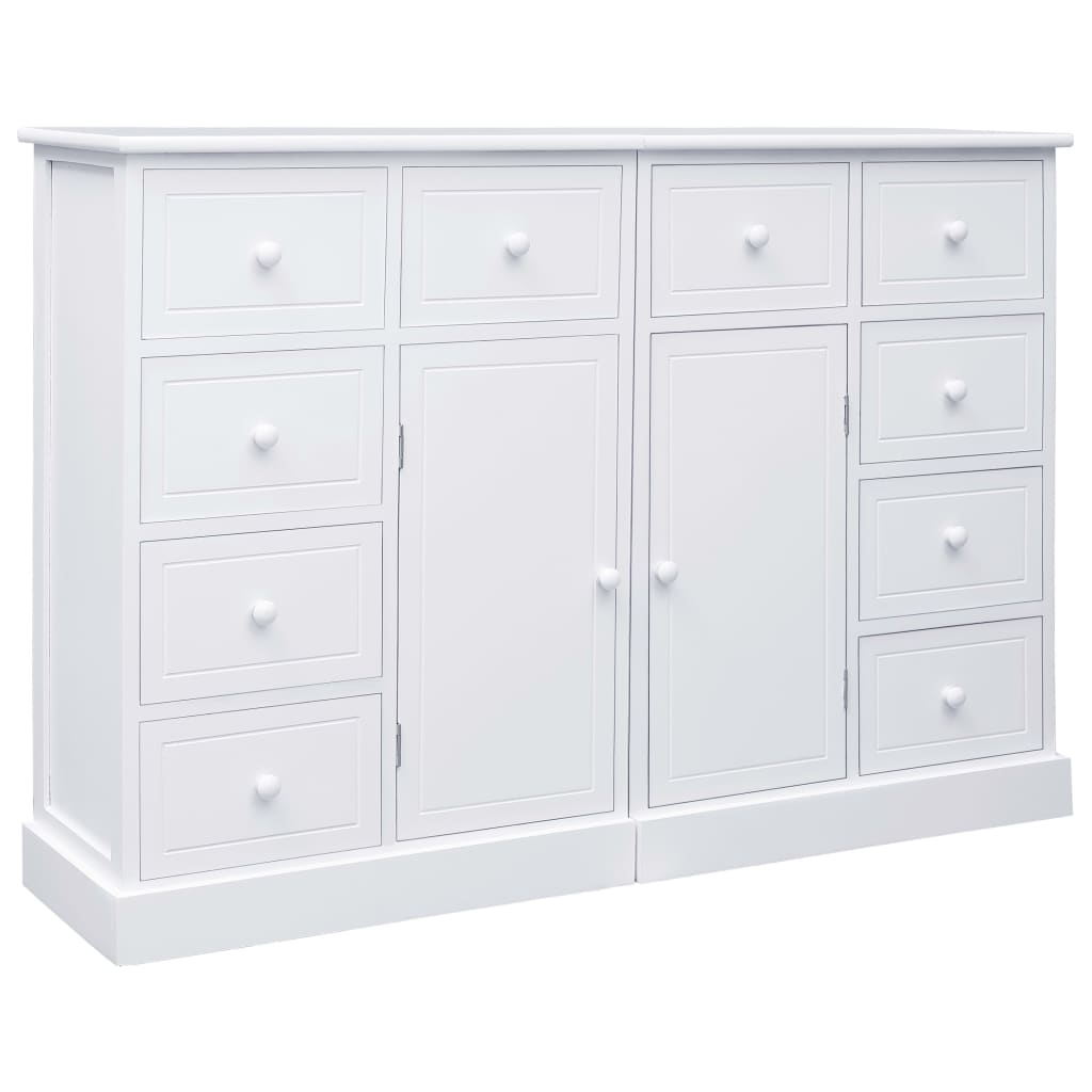 vidaXL Servantă cu 10 sertare, alb, 113 x 30 x 79 cm, lemn 113 imagine noua