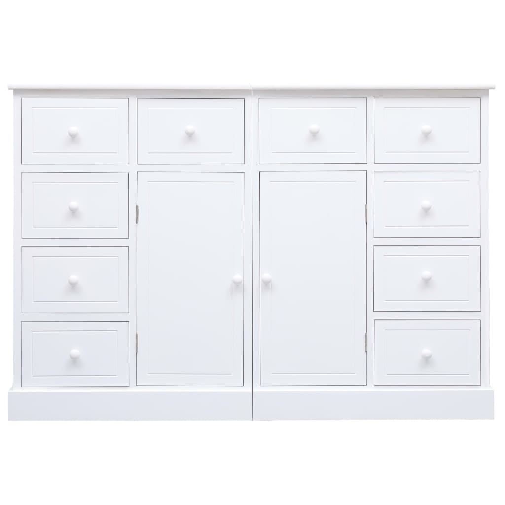 vidaXL Servantă cu 10 sertare, alb, 113 x 30 x 79 cm, lemn