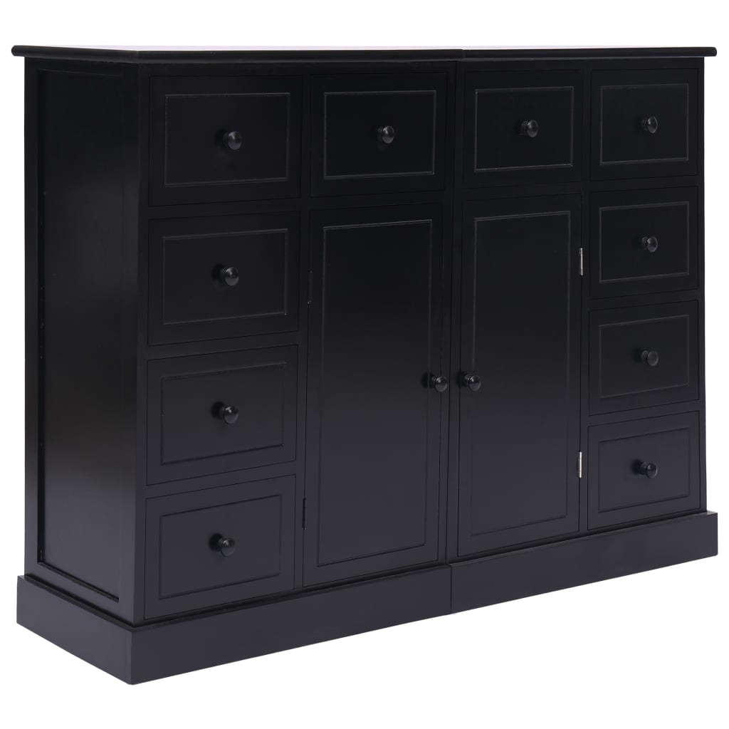 vidaXL Servantă cu 10 sertare, negru, 113 x 30 x 79 cm, lemn vidaXL