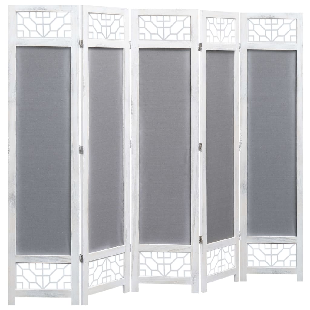 vidaXL 5-Panel Room Divider Grey 175x165 cm Fabric