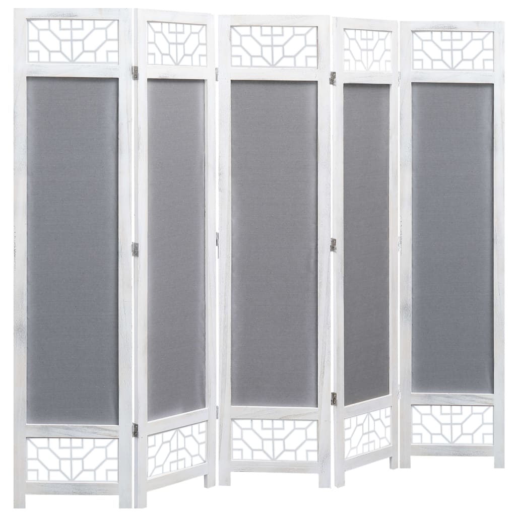 

vidaXL Kamerscherm met 5 panelen 175x165 cm stof grijs