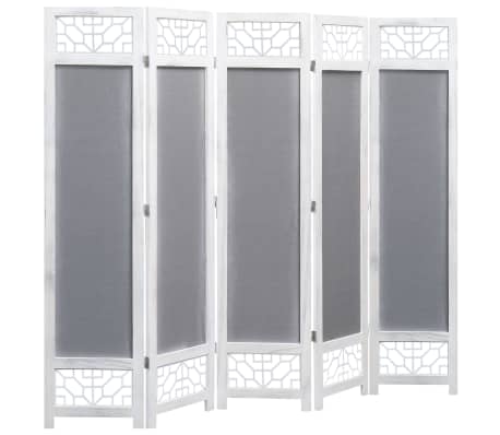 vidaXL Romdeler 5 paneler grå 175x165 cm stoff
