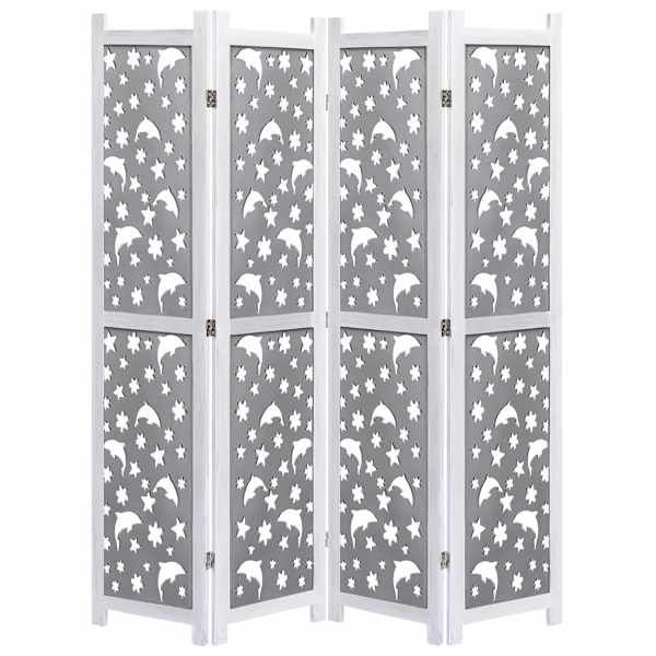 vidaXL 4 paneeliga sirm, hall, 140 x 165 cm, toekas puit