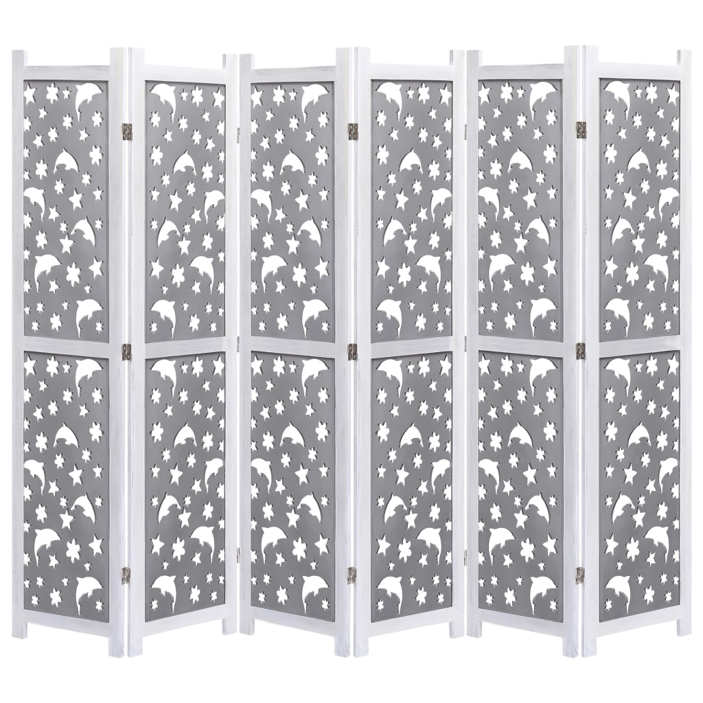 

vidaXL 6-Panel Room Divider Gray 82.7"x65" Solid Wood