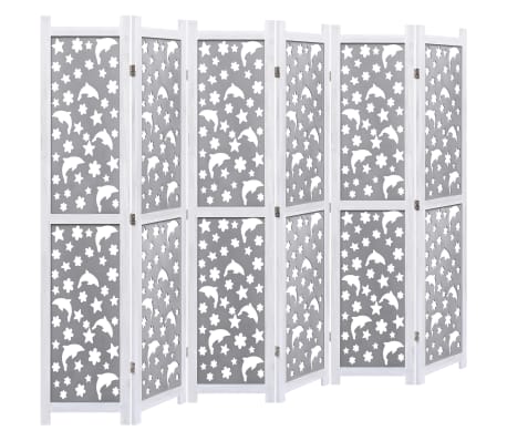 vidaXL 6-Panel Room Divider Gray 82.7"x65" Solid Wood