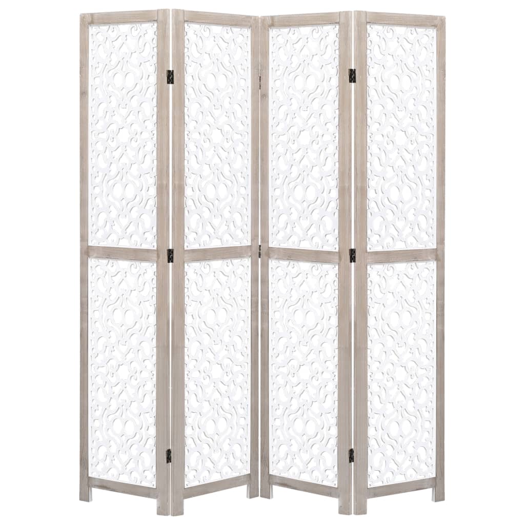 vidaXL 4-Panel Room Divider White 55.1"x65" Solid Wood-image-8719883669649