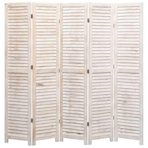vidaXL 5-panels rumdeler 175 x 165 cm tr&aelig; hvid