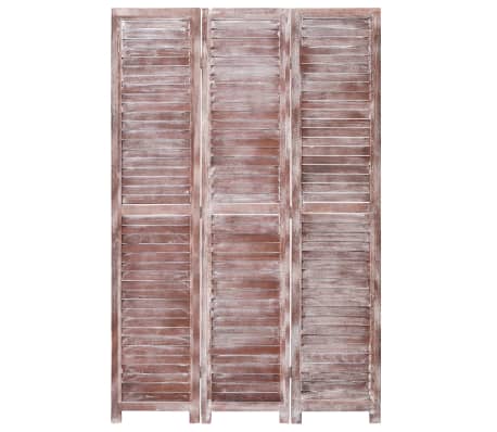 vidaXL Parawan 3-panelowy, brązowy, 105 x 165 cm, drewniany