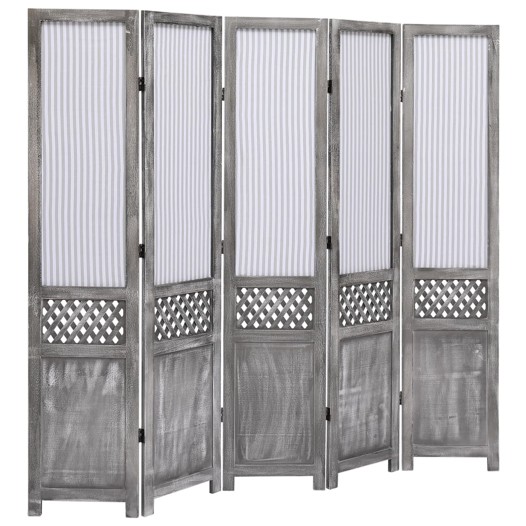 vidaXL 5-Panel Room Divider Gray 68.9"x65" Fabric