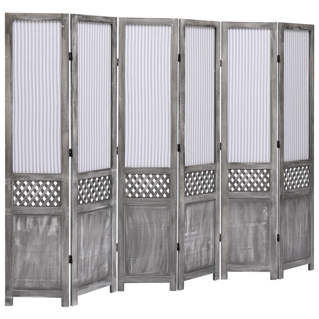 vidaXL 6-Panel Room Divider Gray 82.7"x65" Fabric