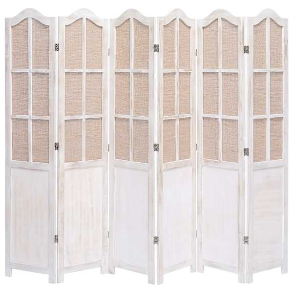 vidaXL 6 paneeliga sirm, valge, 210 x 165 cm, kangas