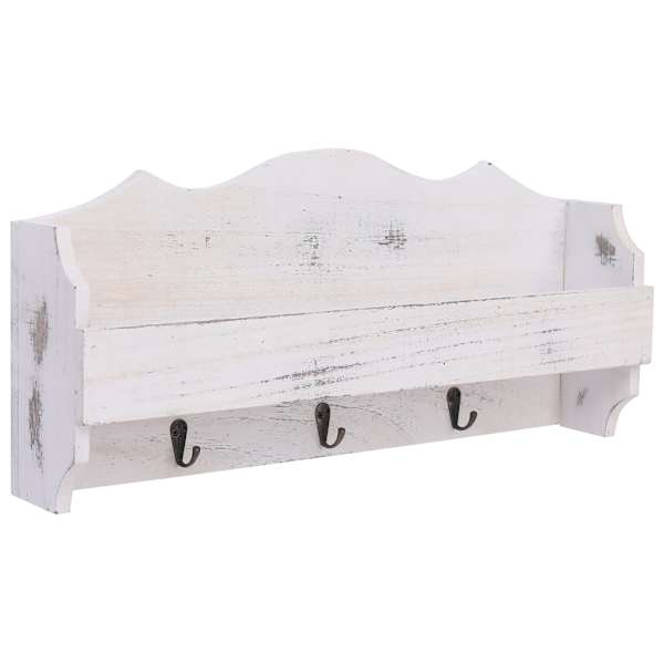 vidaXL seinale kinnitatav riidenagi, valge, 50 x 10 x 23 cm, puit
