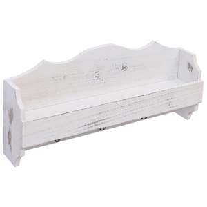 Nástěnný věšák bílý 50 x 10 x 23 cm dřevo - obrázek 2