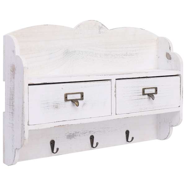 vidaXL seinale kinnitatav riidenagi, valge, 50 x 10 x 34 cm, puidust