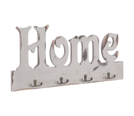 vidaXL Appendiabiti a Muro Home Elegante Robusto Moderno Decorativo con Ganci Attaccapanni da Parete Arredo Ingresso 50x23 cm Bianco in MDF