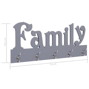 Nástěnný věšák FAMILY šedý 74 x 29,5 cm - obrázek 6