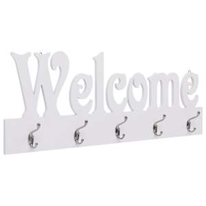 Nástěnný věšák WELCOME bílý 74 x 29,5 cm - obrázek 1