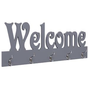 Nástěnný věšák WELCOME šedý 74 x 29,5 cm