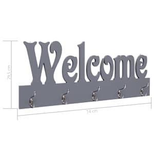 Nástěnný věšák WELCOME šedý 74 x 29,5 cm - obrázek 6