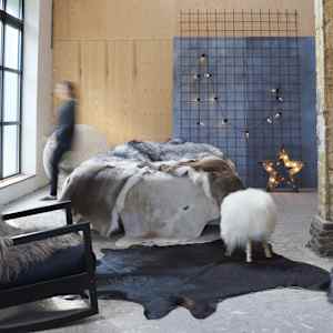 Preproga iz prave goveje kože črna 150x170 cm