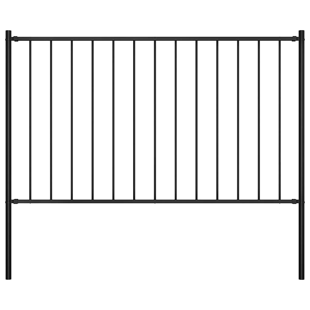 vidaXL Plotový panel se sloupky, práškově lakovaná ocel 1,81 x 0,75 m, černý