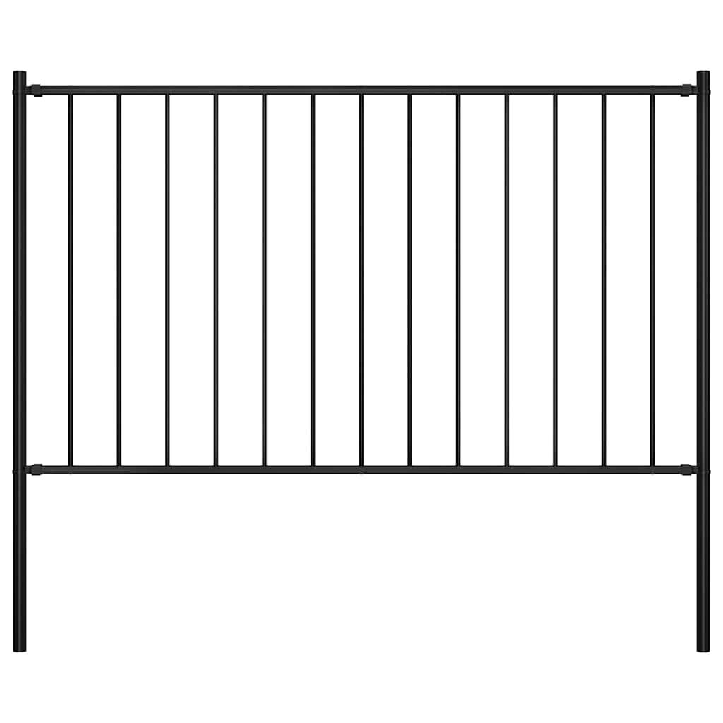 vidaXL Plotový panel Woerden se sloupky ocelový 1,7x0,75 m černý