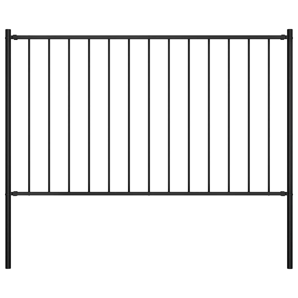 vidaXL Plotový panel Woerden se sloupky ocelový 1,7x1 m černý