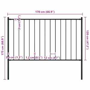 Plotový panel Woerden se sloupky ocelový 1,7x1,25 m černý - obrázek 4